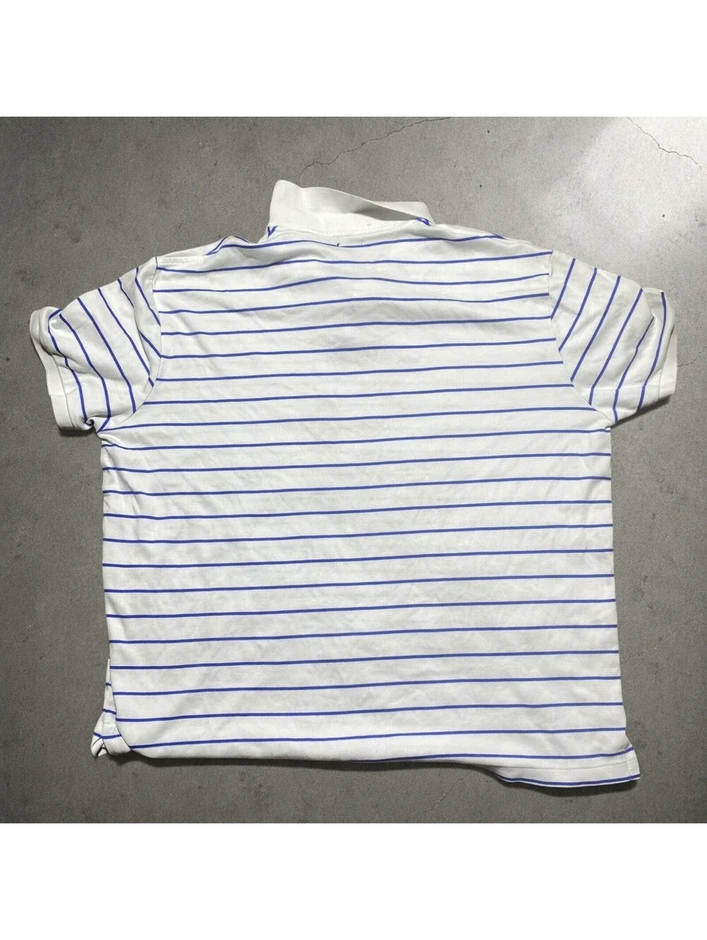 Polo Ralph Lauren Custom Slim Fit Polo Shirt White Blue Striped - Fits XL